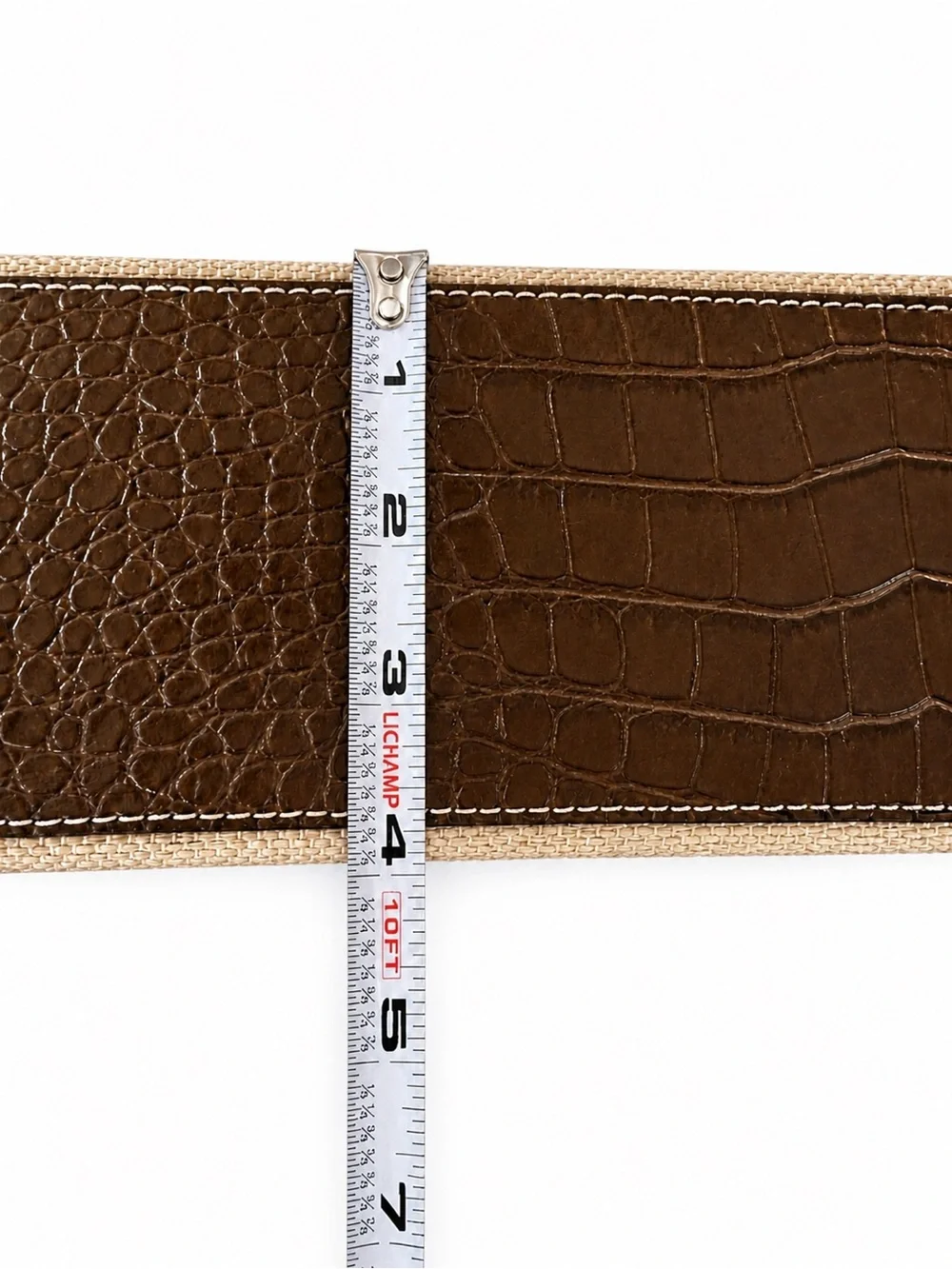 Tommy Hilfiger Straw Tote Brown Croc Embossed Leather Trim Shoulder Bag - Picture 11 of 12